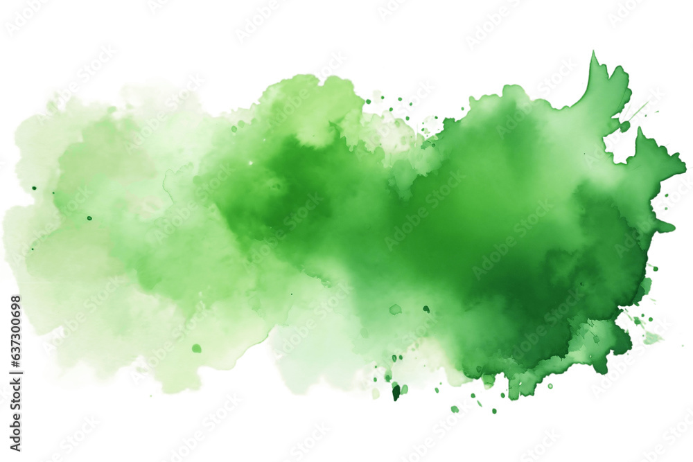 Green watercolor on a white background, Generative Ai