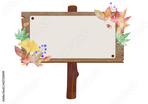 水彩紅葉掲示板フレーム