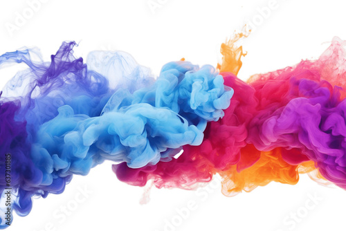 A panoramic wide shot of a multi-colored smoke bomb explosion, Generative Ai