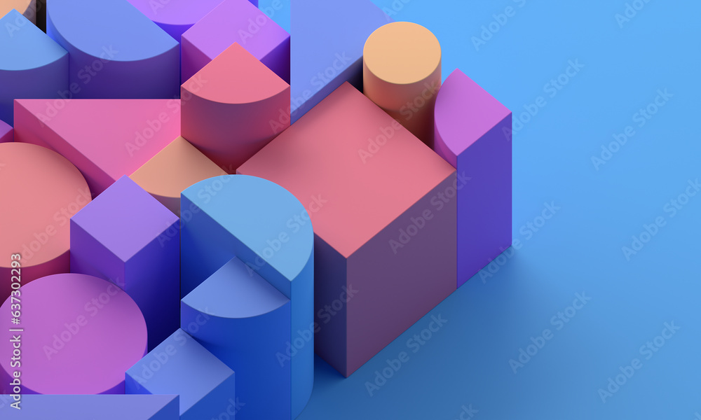 Fototapeta premium Abstract geometric composition, colorful background design, 3d render