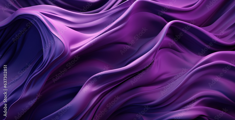Fototapeta premium Vibrant abstract wave pattern in magenta, pink, and purple silk textile backdrop. generative AI