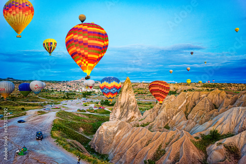 Air balloons place in Cappadocia-amazing and unreal views in  Valley. photo