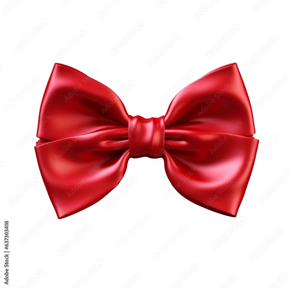 Red bow isolated on a white background, Generative Ai