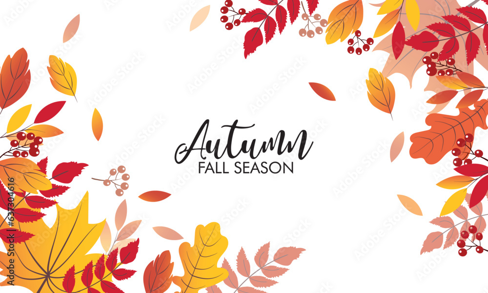 autumn leaves background. Autumn sale background layout decorate with leaves of autumn for shopping sale or banner, promo poster, frame leaflet or web. Vector illustration.
