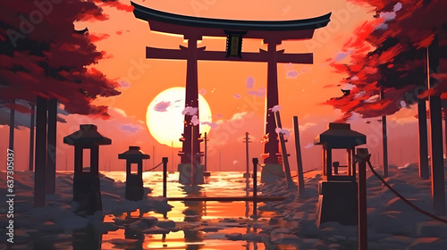 Fotografia anime style torii gate Made with Generative AI