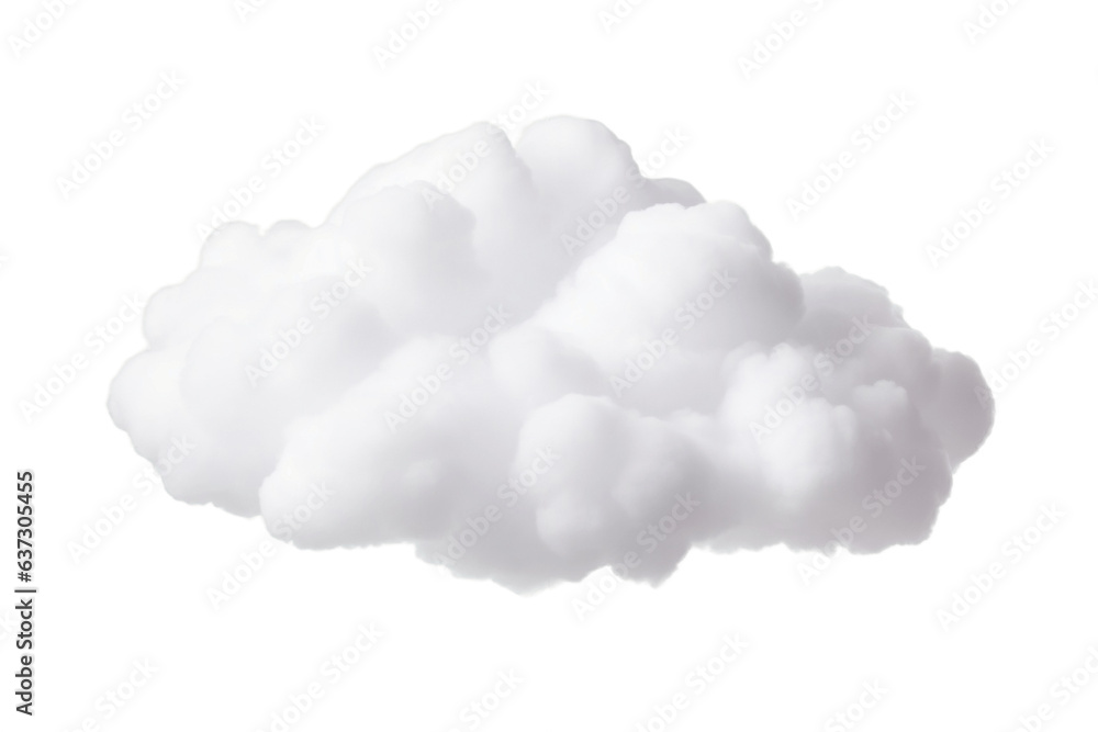 Isolated White Clouds on a White Background, Generative Ai - obrazy, fototapety, plakaty 