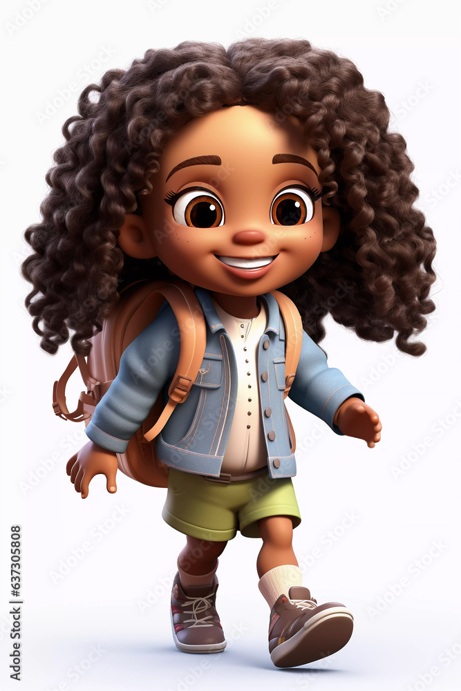 Cartoon Girl Going to School Cartoon Girl Going to School