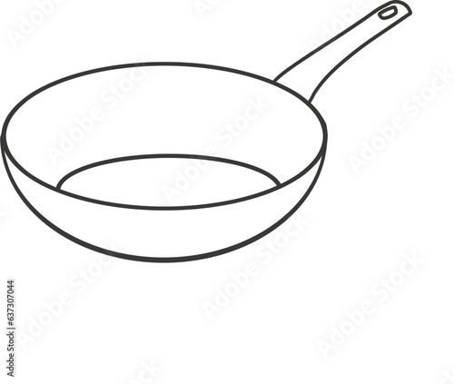 Cuisine wok pan, frying wok pan, and professional kitchen equipment isolated on white background