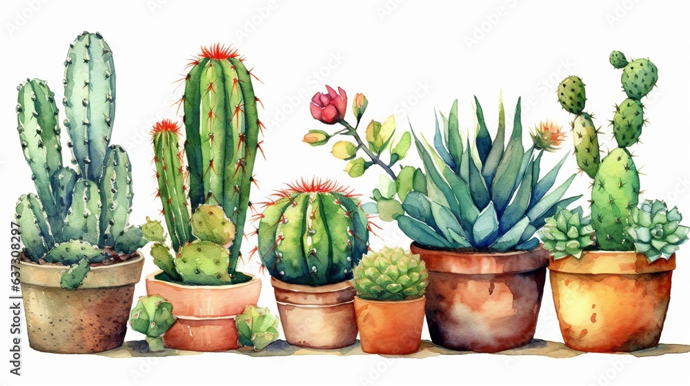 cacti, watercolor style Generative AI cacti, watercolor style Generative AI
