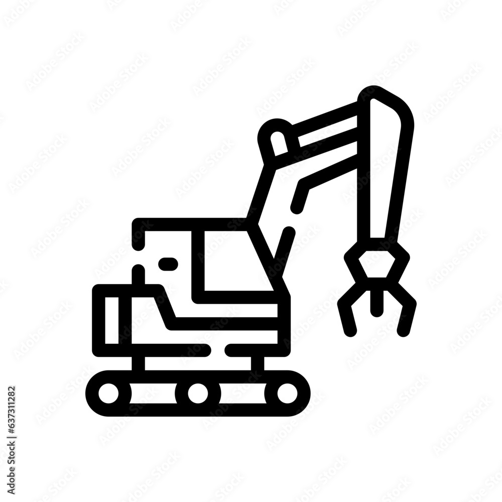 excavator grapple line icon excavator grapple line icon