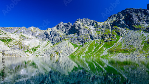 Landscape of the High Tatras, Carpathian Mountains. Velke Hincovo Pleso.