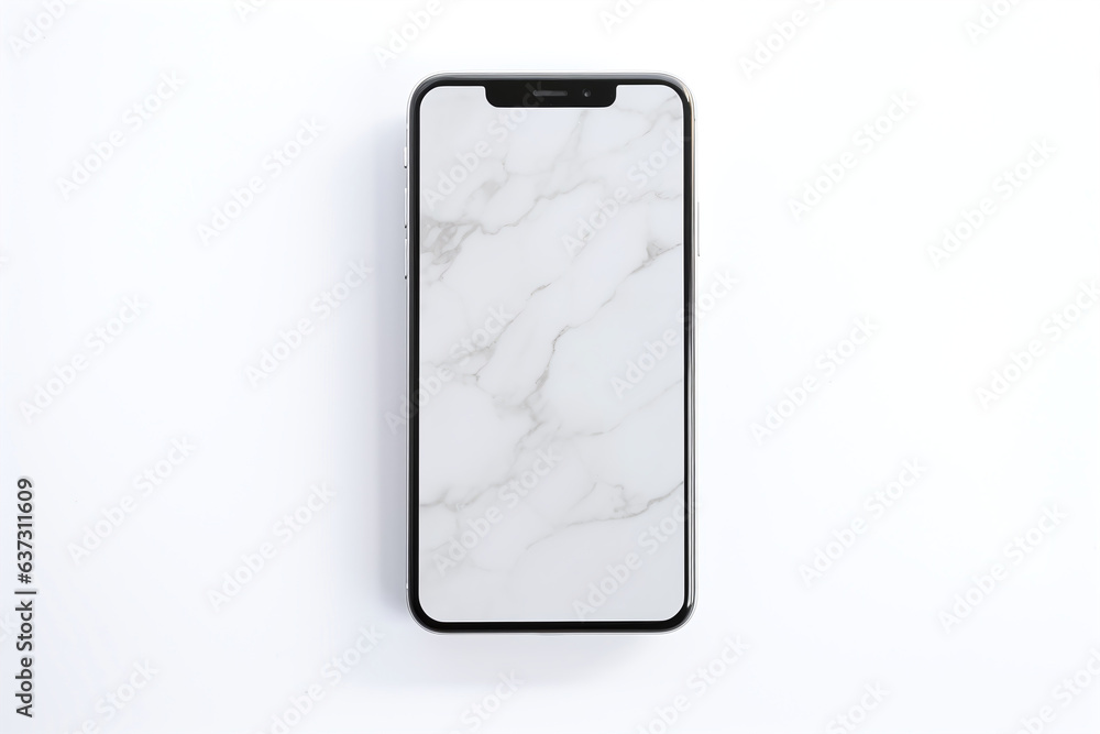 smartphone isolated on white with minimalist marble screen background smartphone isolated on white with minimalist marble screen background
