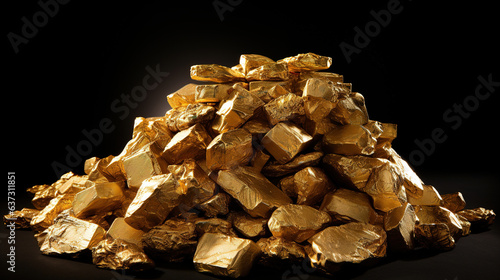 Foto Pile of gold bars.Generative Ai