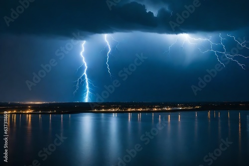 dramatic thunderstorm, with lightning and rain