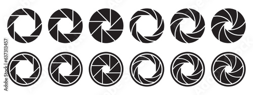 Aperture icon set. Camera lens diaphragm. Camera shutter icons..