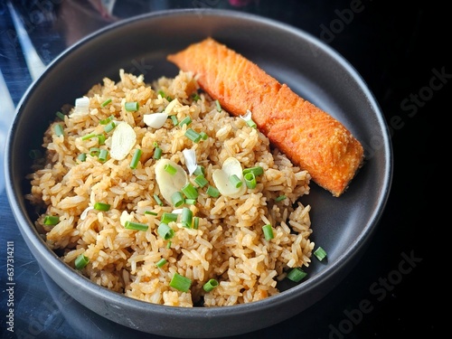 Salmon Fried Rice simple one dish meal Southeast Asian style