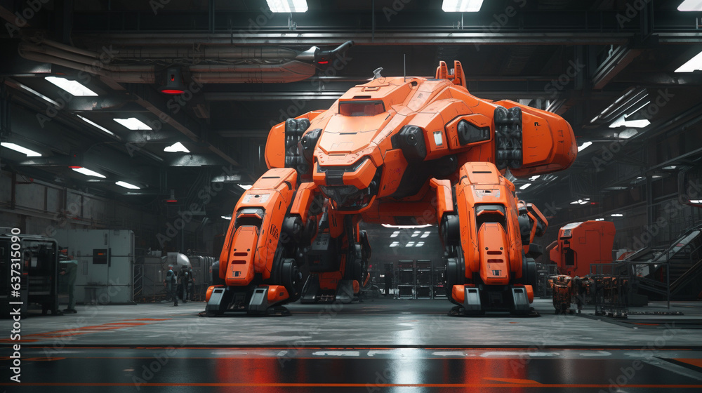 Mecha Robot Industrial Droid Bear Futuristic Bot Machine Engineering Heavy Battle Cyberpunk Beast Apocalypse Generative AI 