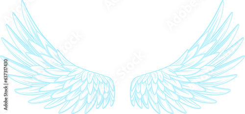 eagle wings white and light blue with outline and shadow