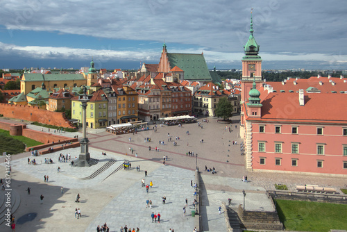Warsaw, Castle Square, bird's eye view. Old Town in Warsaw, Plac Zamkowy w Warszawie z lotu ptaka. Stare Miasto w Warszawie