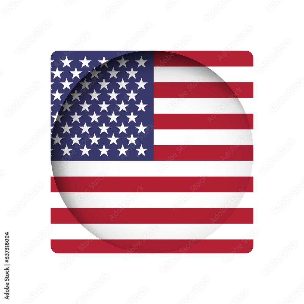 United States of America flag - behind the cut circle paper hole with inner shadow. United States of America flag - behind the cut circle paper hole with inner shadow.