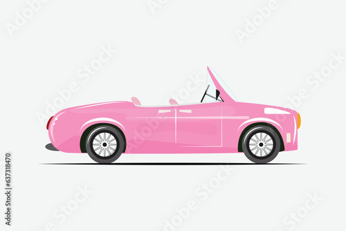 Trendy flat illustration of a pink cabriolet. Pink car.