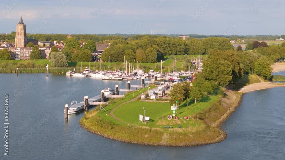 Aerial view of the marina in Gorinchem, the Netherlands Aerial view of the marina in Gorinchem, the Netherlands