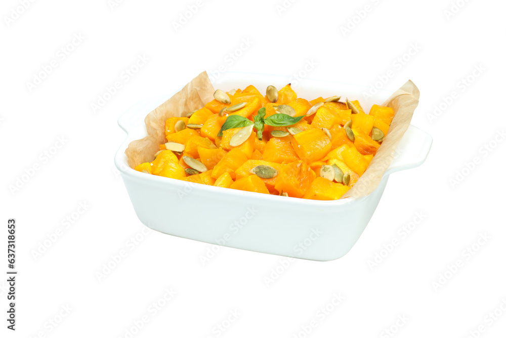 PNG, Baked pumpkin isolated on white background PNG, Baked pumpkin isolated on white background