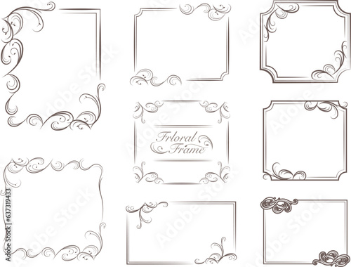 Retro elegant ornamental borders. Vintage calligraphic frames. Ornate calligraph frame. Isolated vector illustration signs set