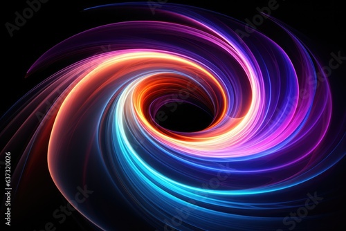 Abstract Circle In Multicoloured Rainbow Colours On Black Background .