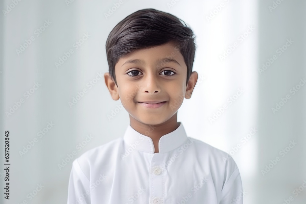 Medium shot portrait of an Indian child male in a minimalist background Medium shot portrait of an Indian child male in a minimalist background
