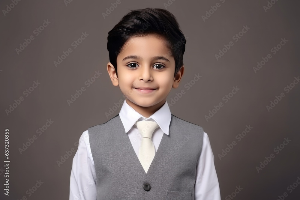 Medium shot portrait of an Indian child male in a minimalist background Medium shot portrait of an Indian child male in a minimalist background