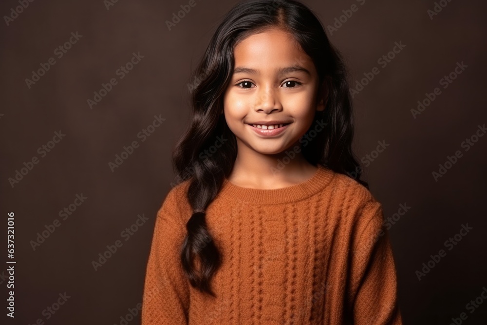 Medium shot portrait of an Indian child female in a minimalist background Medium shot portrait of an Indian child female in a minimalist background