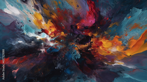 Splash of color paint, water or smoke on dark background, abstract pattern, fantasy generative AI art