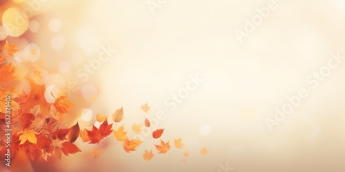 Herbstlicher Hintergrund für Banner und Grußkarten. Braune Blätter an Bäumen mit Platzhaltern für Text und Design. © Marco