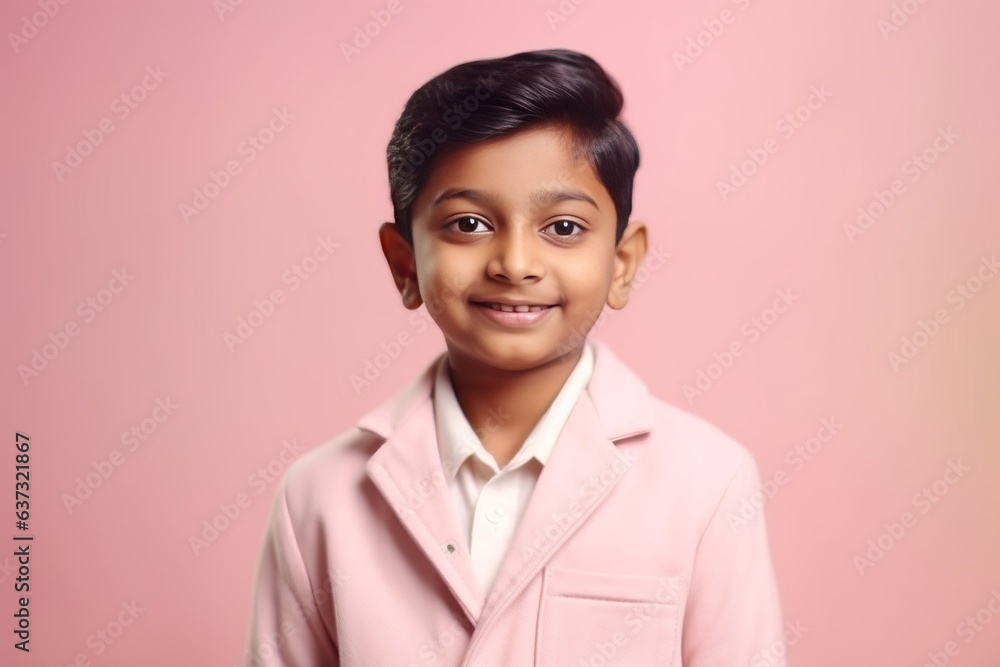 Portrait of cute indian little boy looking at camera over pink background Portrait of cute indian little boy looking at camera over pink background