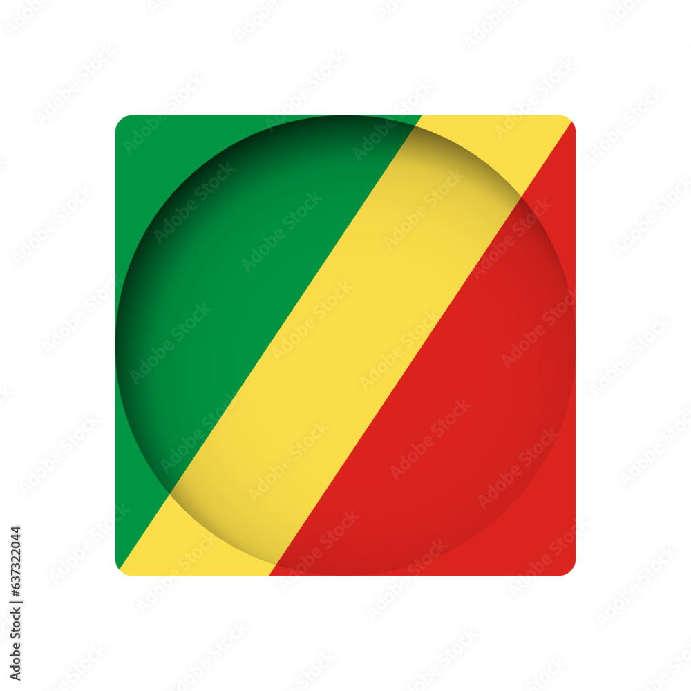 Fototapeta premium Republic of the Congo flag - behind the cut circle paper hole with inner shadow.