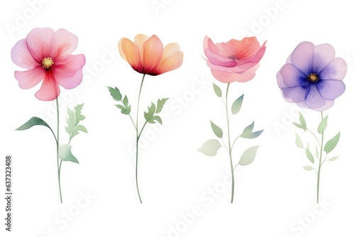 Hand-Painted Watercolor Set with Colorful Flowers
Generative AI
