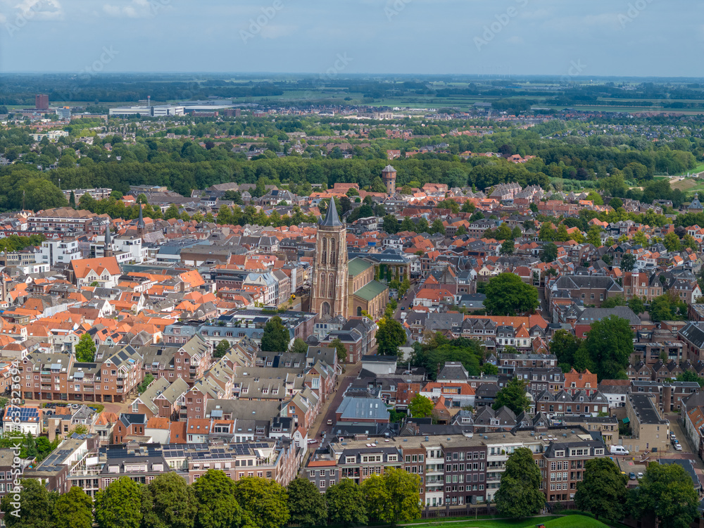 Aerial view of the dutch city named Gorinchem