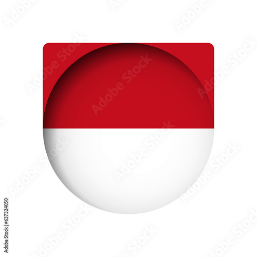 Monaco flag - behind the cut circle paper hole with inner shadow. photo