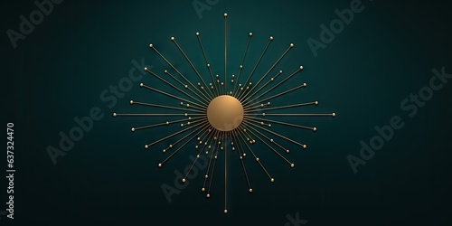 Interstellar Minimalist Astronomy in Teal and Gold - A Monochromatic Voyage through Geometric Spaces, Radiating Strength with Mathematical Precision - Background created with Generative AI Technology