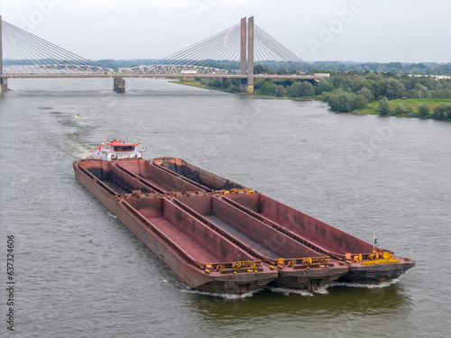 Aerial view of a cargo barge