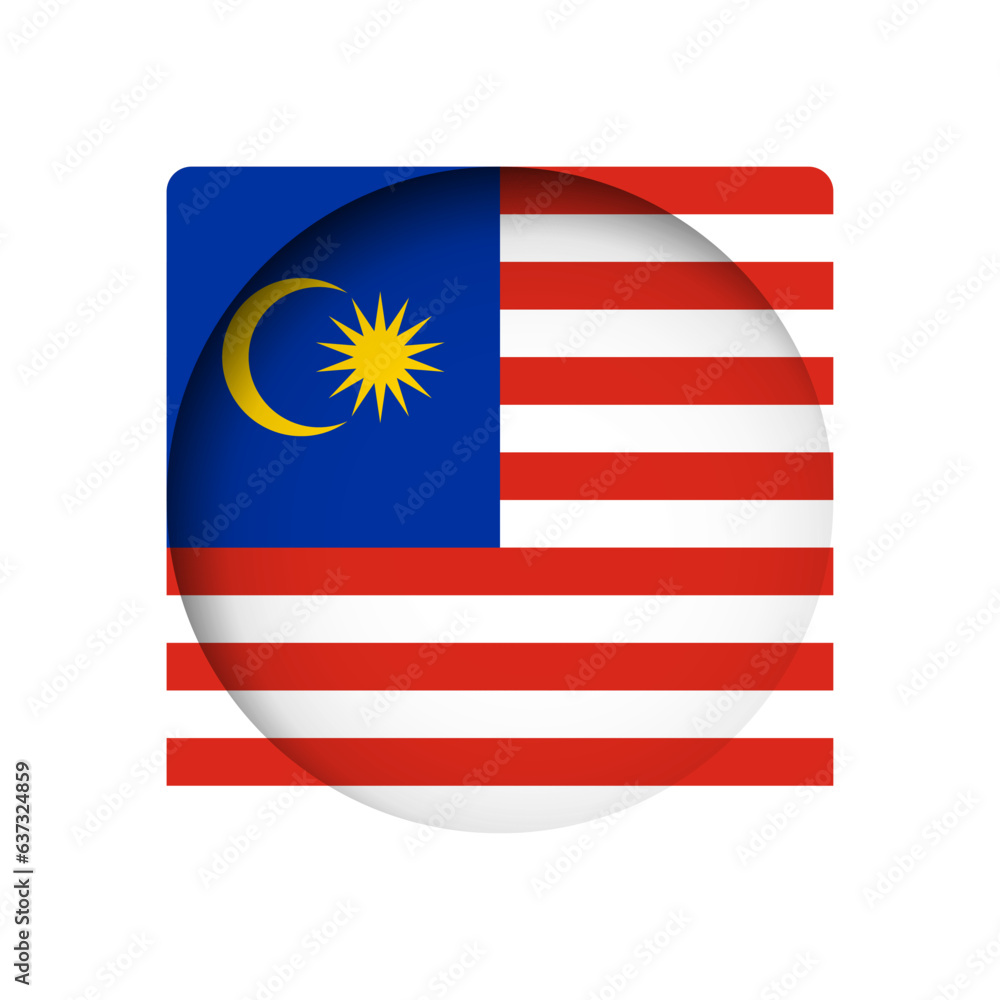 Malaysia flag - behind the cut circle paper hole with inner shadow. Malaysia flag - behind the cut circle paper hole with inner shadow.