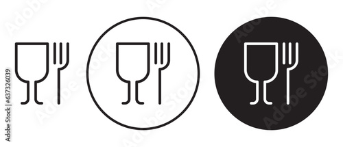 Food safe mark icon set. Food grade vector symbol in black color. suitable for packaging designs photo