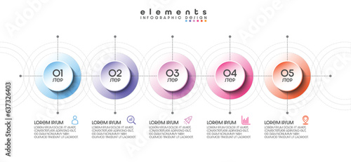 Business Workflow Diagram Infographic 5 Options or Steps. Can be used for presentation ,workflow layout, diagram, banner. Vector illustration