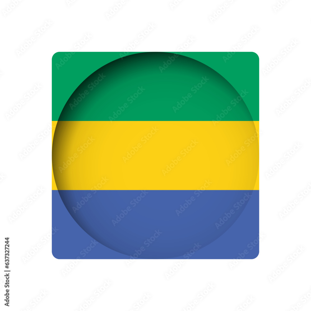 Gabon flag - behind the cut circle paper hole with inner shadow. Gabon flag - behind the cut circle paper hole with inner shadow.
