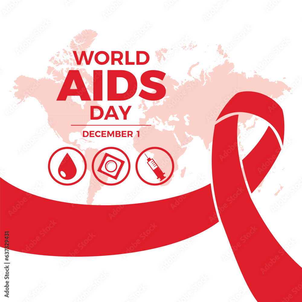 World AIDS Day on 1 December poster vector illustration. Red hiv aids ...