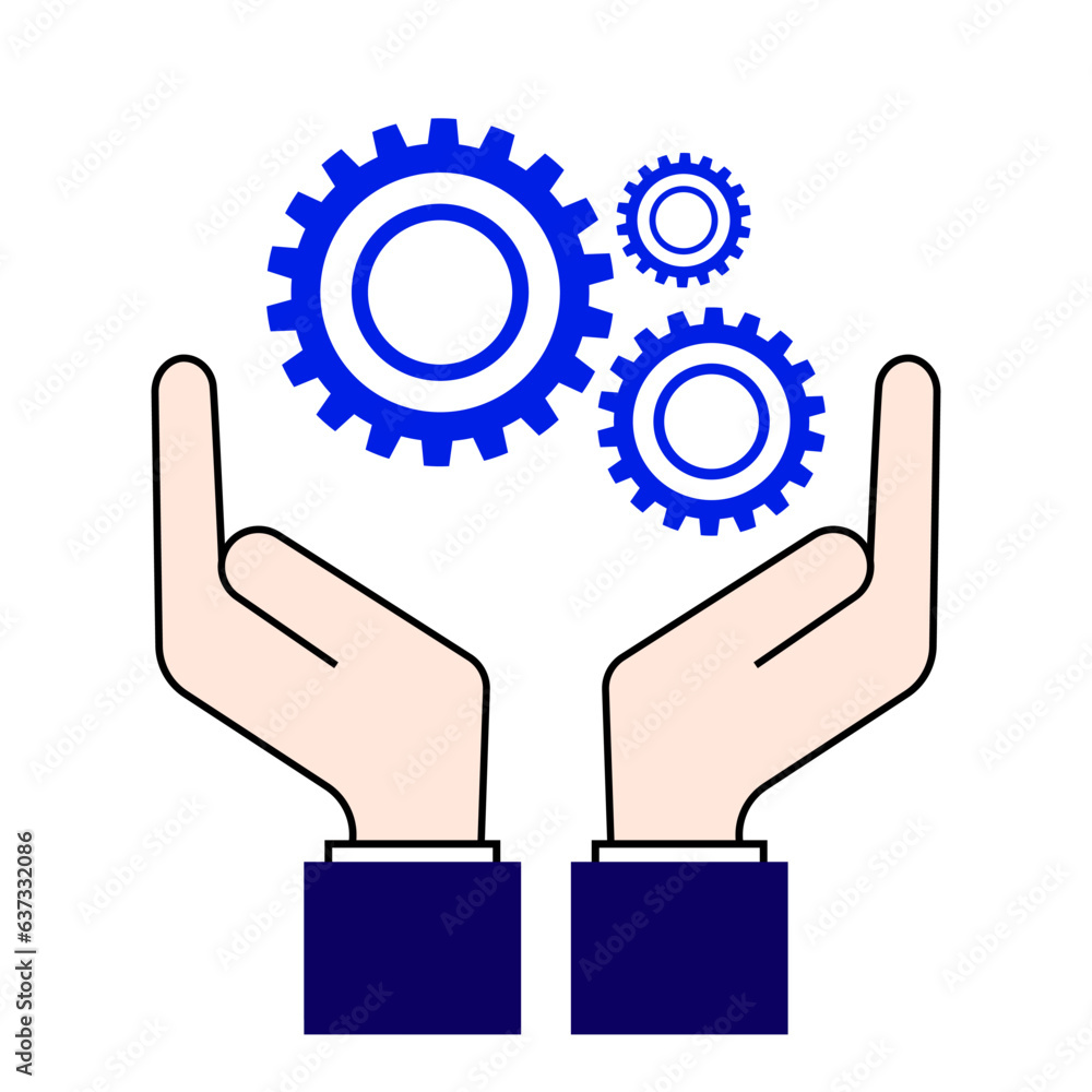 Hand holding a gear icon. Profession of engineer concept. Hand holding a gear icon. Profession of engineer concept.