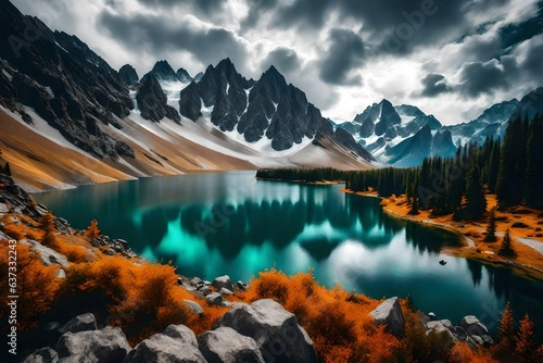 lake and mountains