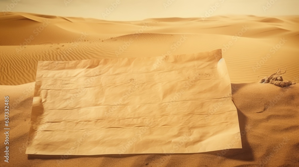 Blank Ancient Sheet, Parchment, Desert sand, Template, Space, Message