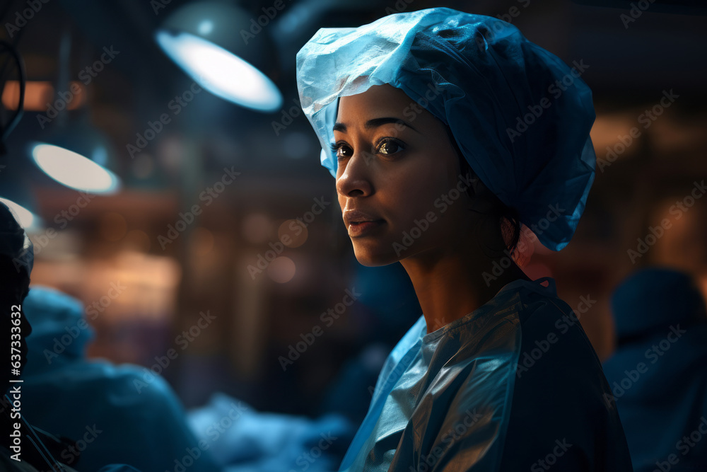 Featuring a nurse working attentively during the night, representing their unwavering commitment to patient well-being. Generative Ai Featuring a nurse working attentively during the night, representing their unwavering commitment to patient well-being. Generative Ai